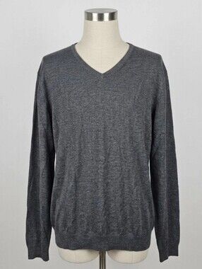 HH Men Henry Jacobson V-Neck Silk Blend Luxury Minimalist Sweater Size XL